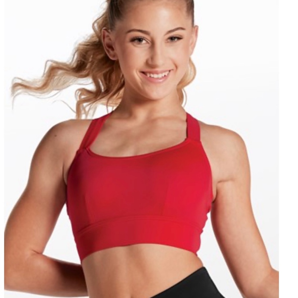 Brand new Balera crisscross back bra top. Red color, small adult. Never worn.